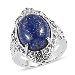 EverTrue Lapis Lazuli 10.50 ctw Ring in Stainless Steel (Size 5.0)