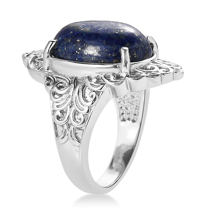 EverTrue Lapis Lazuli 10.50 ctw Ring in Stainless Steel (Size 5.0)