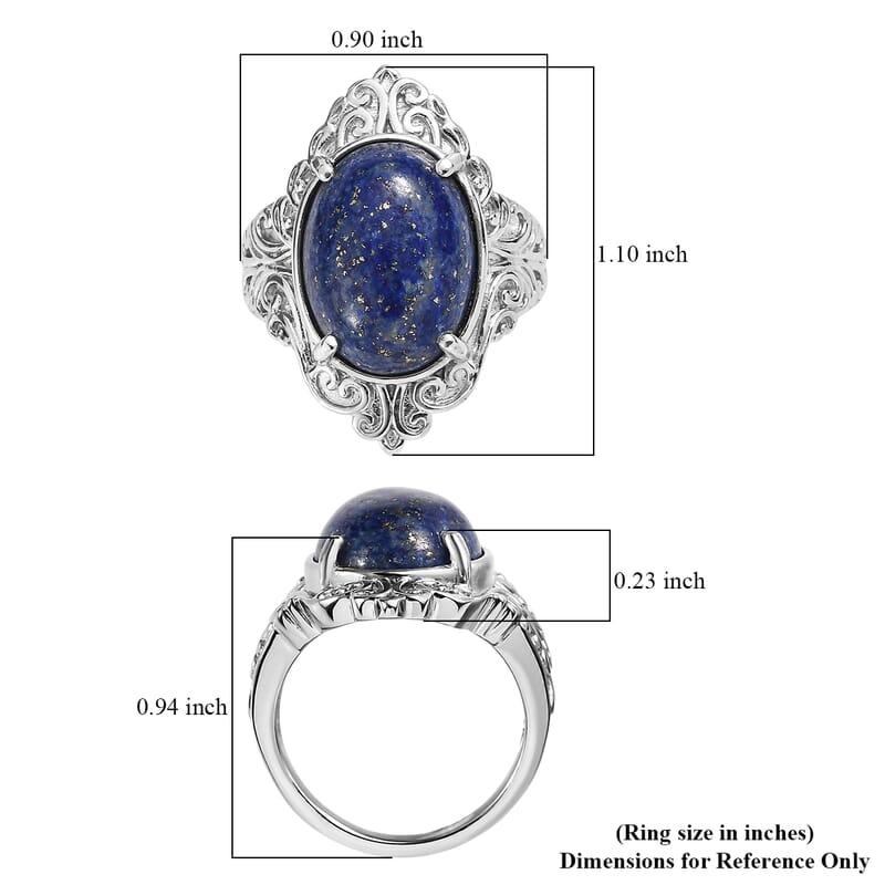 EverTrue Lapis Lazuli 10.50 ctw Ring in Stainless Steel (Size 5.0)