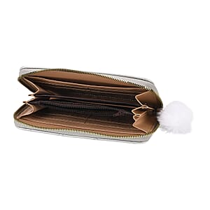 Tamsy Silver Faux Leather Short Stitched Pattern Wallet and Long Wallet with Tassels