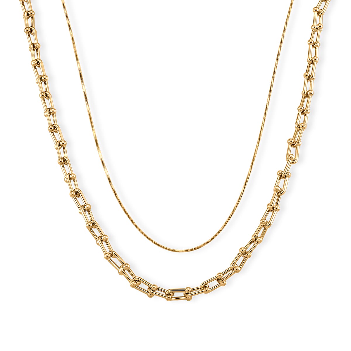 Geometric Link Chain Necklace in Goldtone 20-22 Inches image number 0