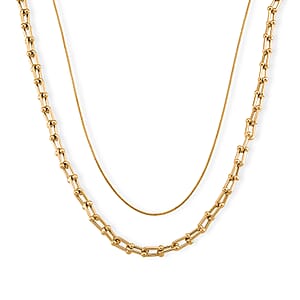 Geometric Link Chain Necklace in Goldtone 20-22 Inches