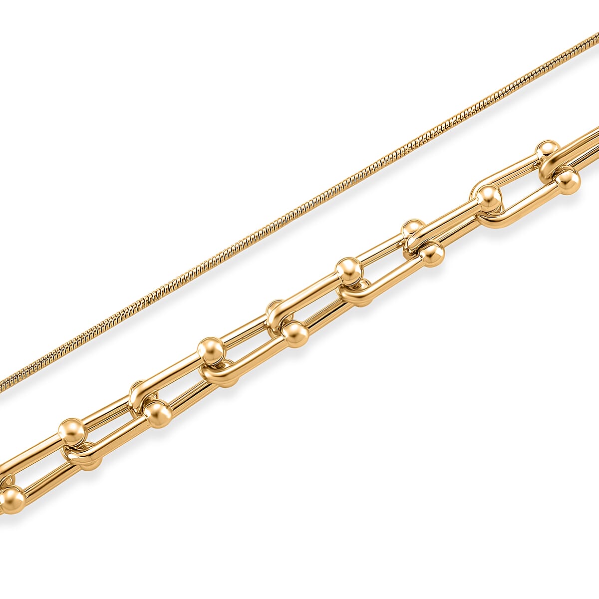 Geometric Link Chain Necklace in Goldtone 20-22 Inches image number 2
