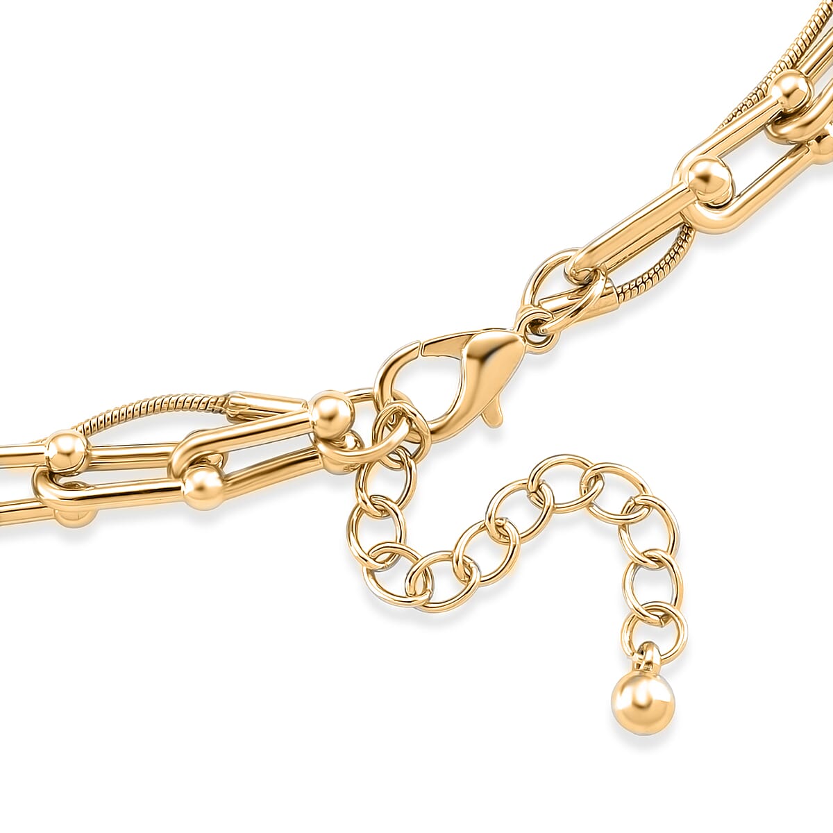 Geometric Link Chain Necklace in Goldtone 20-22 Inches image number 3