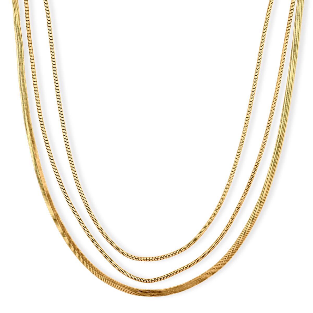 Herringbone and Snake Chain Necklace in Goldtone 20-22 Inches image number 0