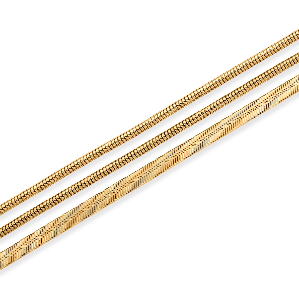 Herringbone and Snake Chain Necklace in Goldtone 20-22 Inches image number 2