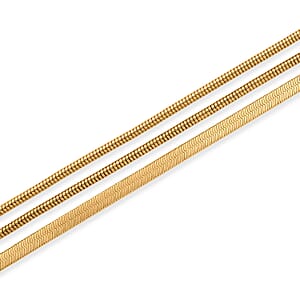 Herringbone and Snake Chain Necklace in Goldtone 20-22 Inches