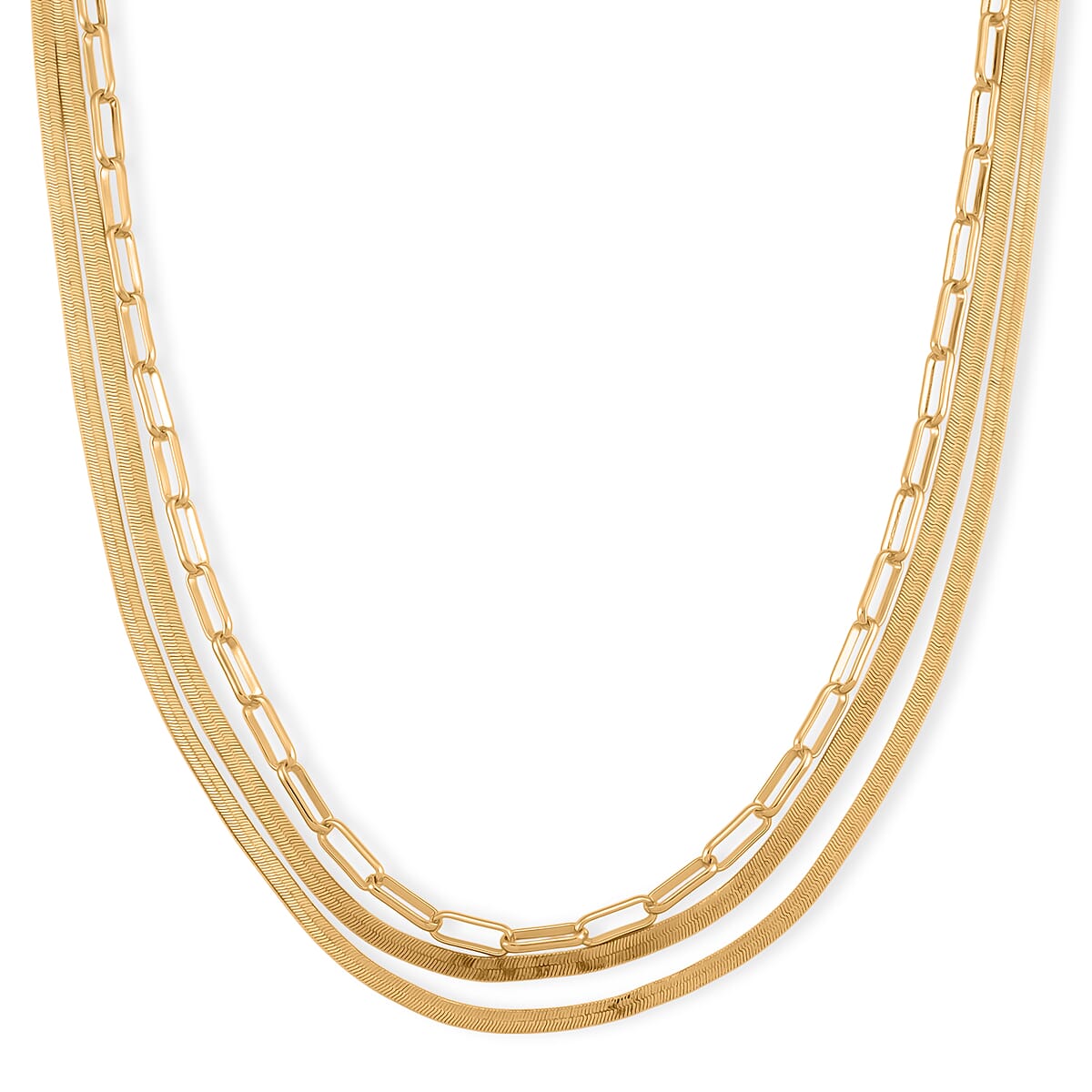 Herringbone and Oval Link Chain Necklace in Goldtone 20-22 Inches image number 0
