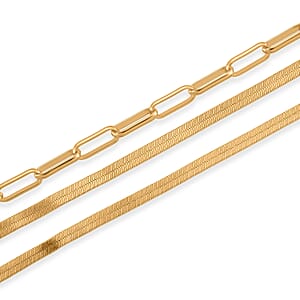 Herringbone and Oval Link Chain Necklace in Goldtone 20-22 Inches