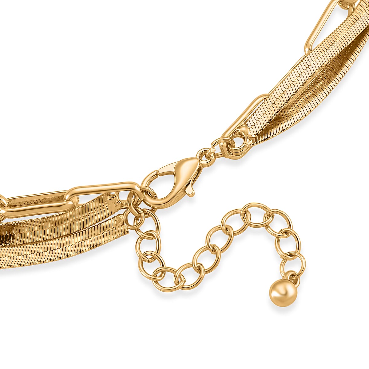 Herringbone and Oval Link Chain Necklace in Goldtone 20-22 Inches image number 3
