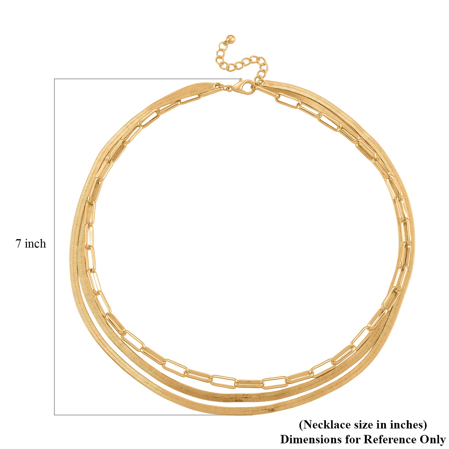 Herringbone and Oval Link Chain Necklace in Goldtone 20-22 Inches