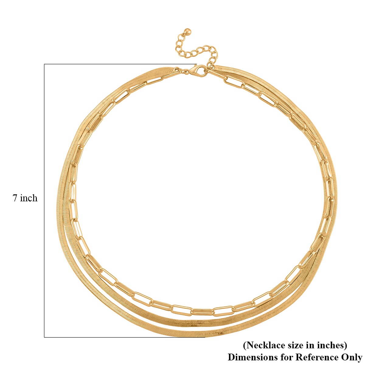 Herringbone and Oval Link Chain Necklace in Goldtone 20-22 Inches image number 4