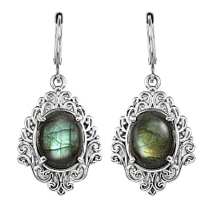 EverTrue Malagasy Labradorite 11.50 ctw Earrings in Stainless Steel