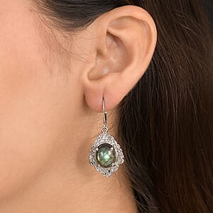 EverTrue Malagasy Labradorite 11.50 ctw Earrings in Stainless Steel