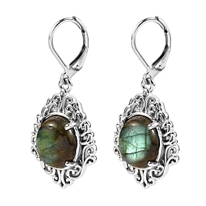 EverTrue Malagasy Labradorite 11.50 ctw Earrings in Stainless Steel