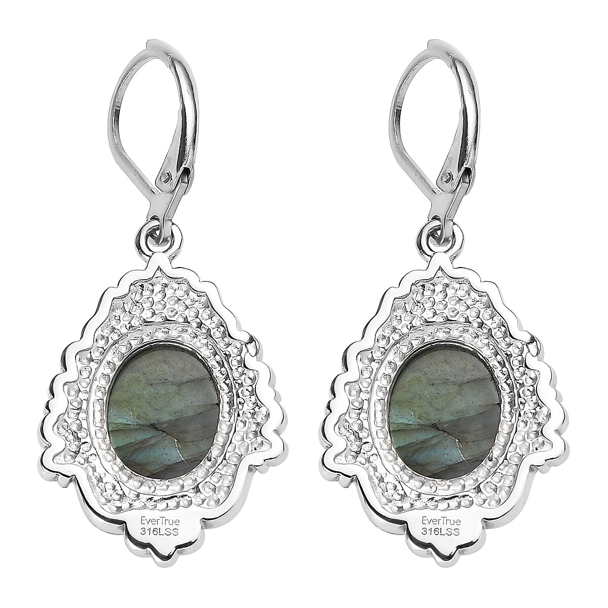 EverTrue Malagasy Labradorite 11.50 ctw Earrings in Stainless Steel