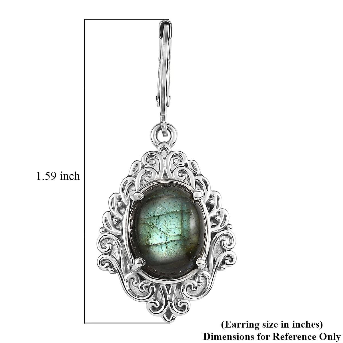 EverTrue Malagasy Labradorite 11.50 ctw Earrings in Stainless Steel image number 5