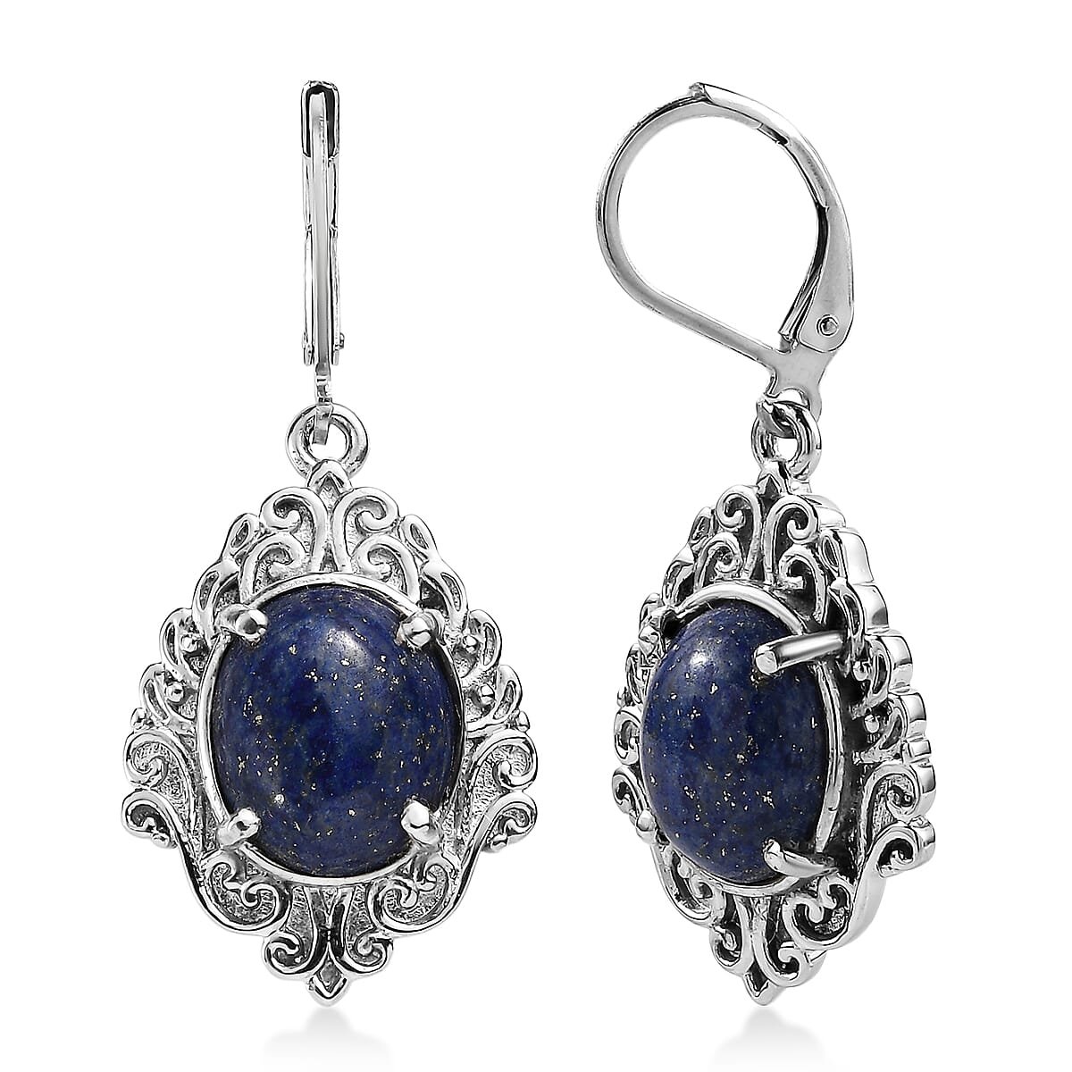 EverTrue Lapis Lazuli 11.20 ctw Earrings in Stainless Steel