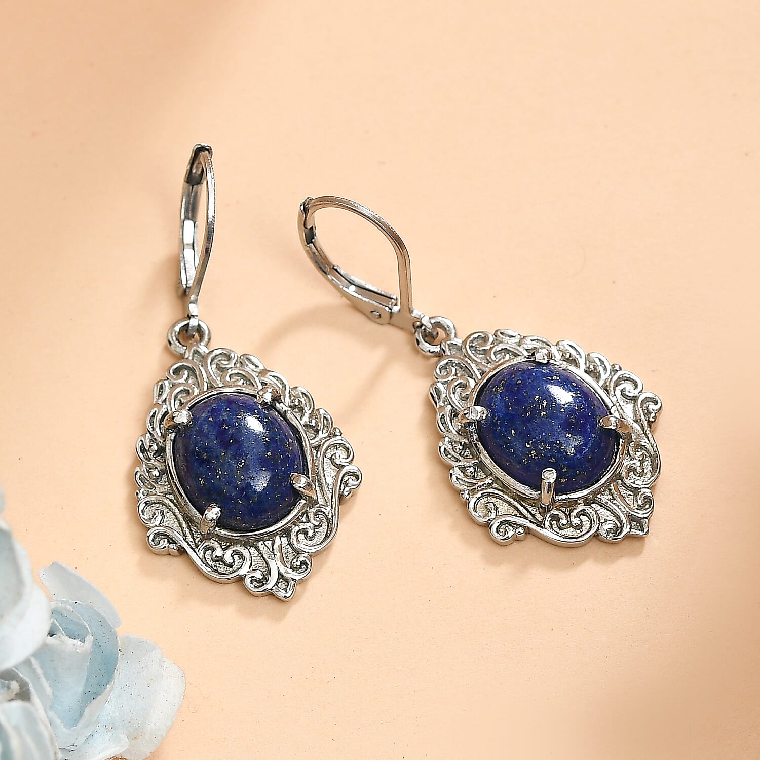 EverTrue Lapis Lazuli 11.20 ctw Earrings in Stainless Steel