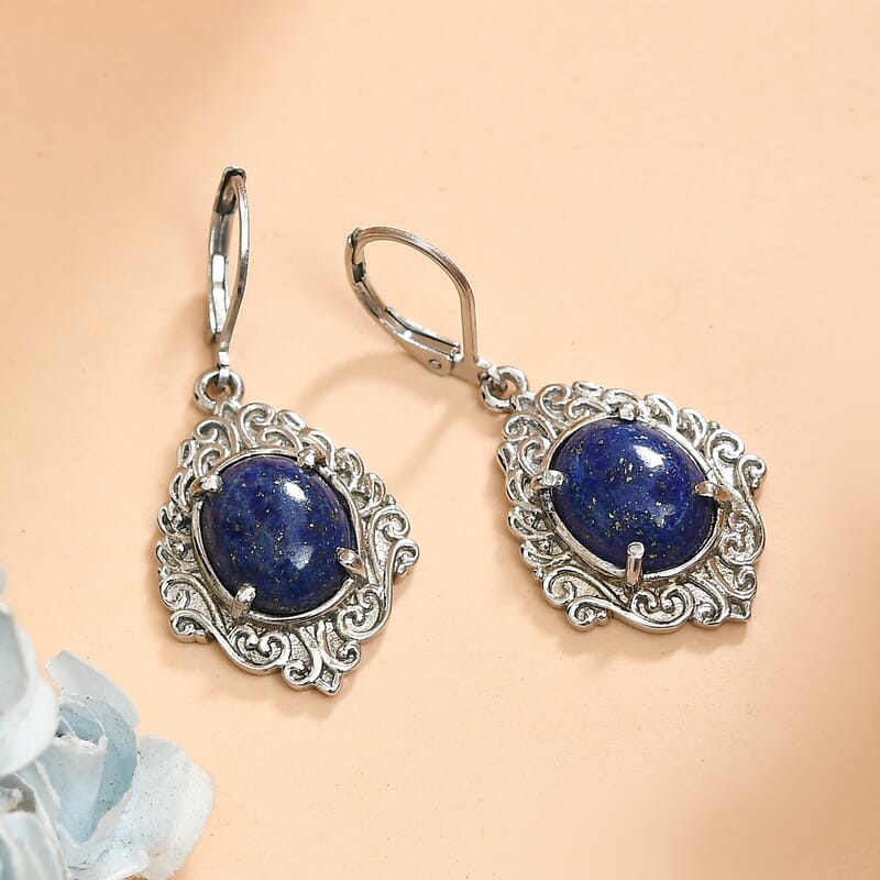 EverTrue Lapis Lazuli 11.20 ctw Earrings in Stainless Steel