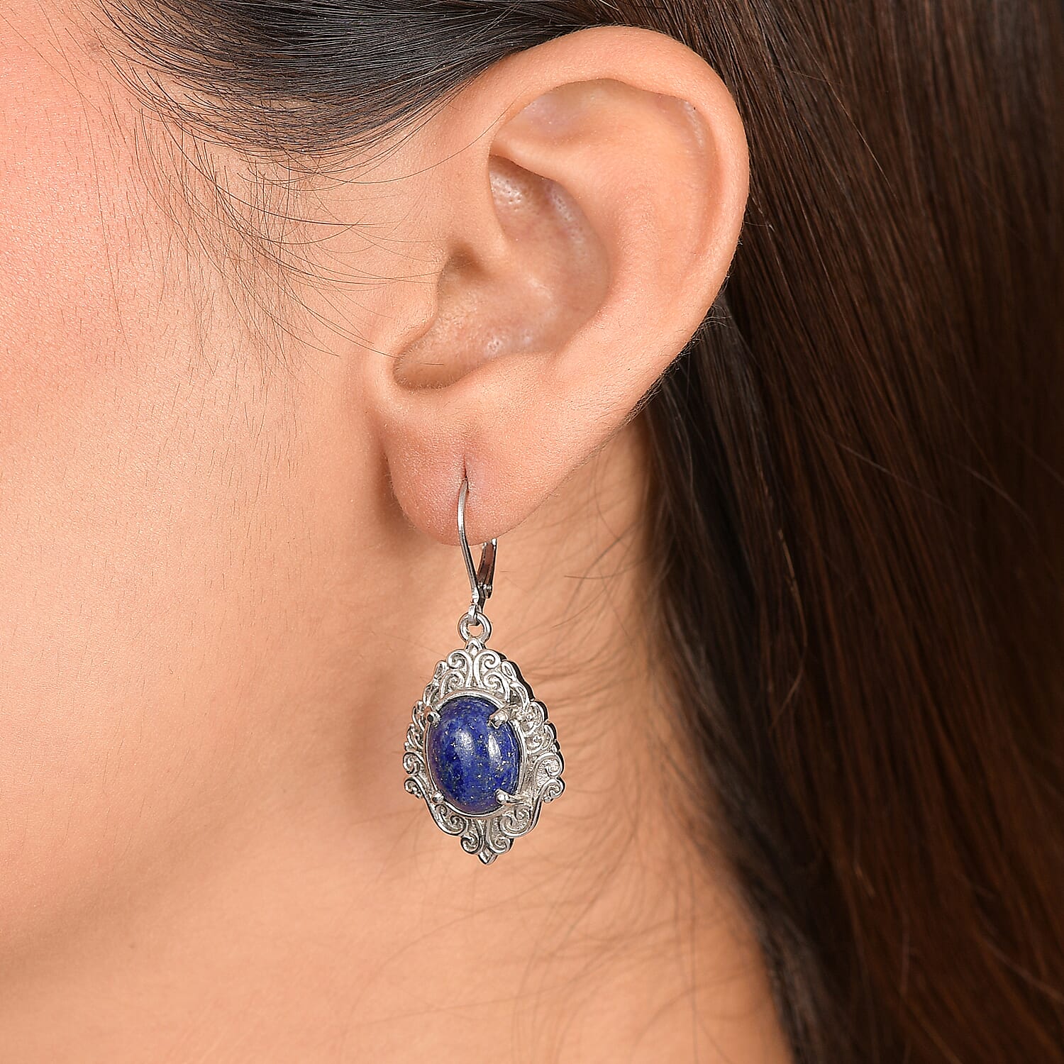 EverTrue Lapis Lazuli 11.20 ctw Earrings in Stainless Steel