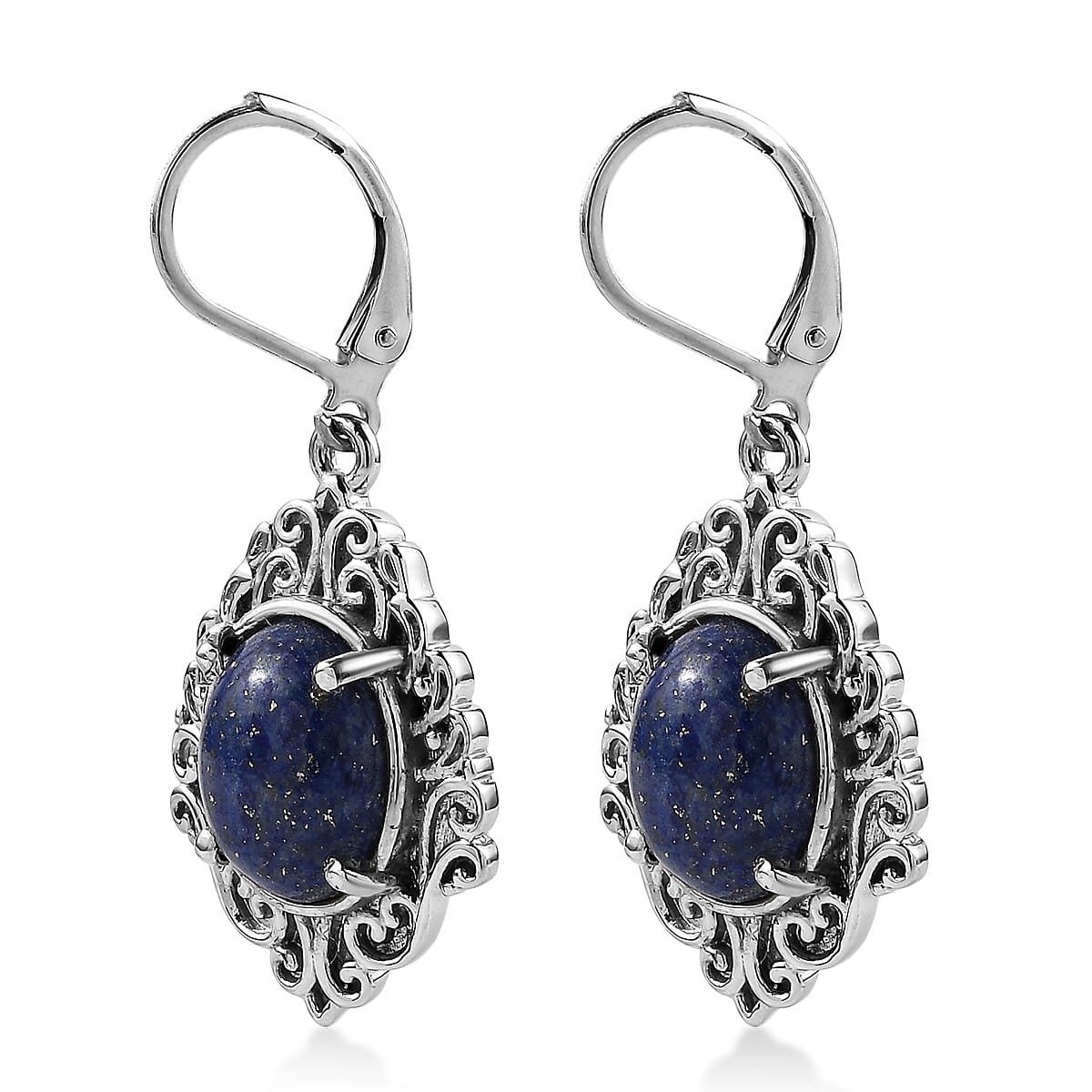 EverTrue Lapis Lazuli 11.20 ctw Earrings in Stainless Steel