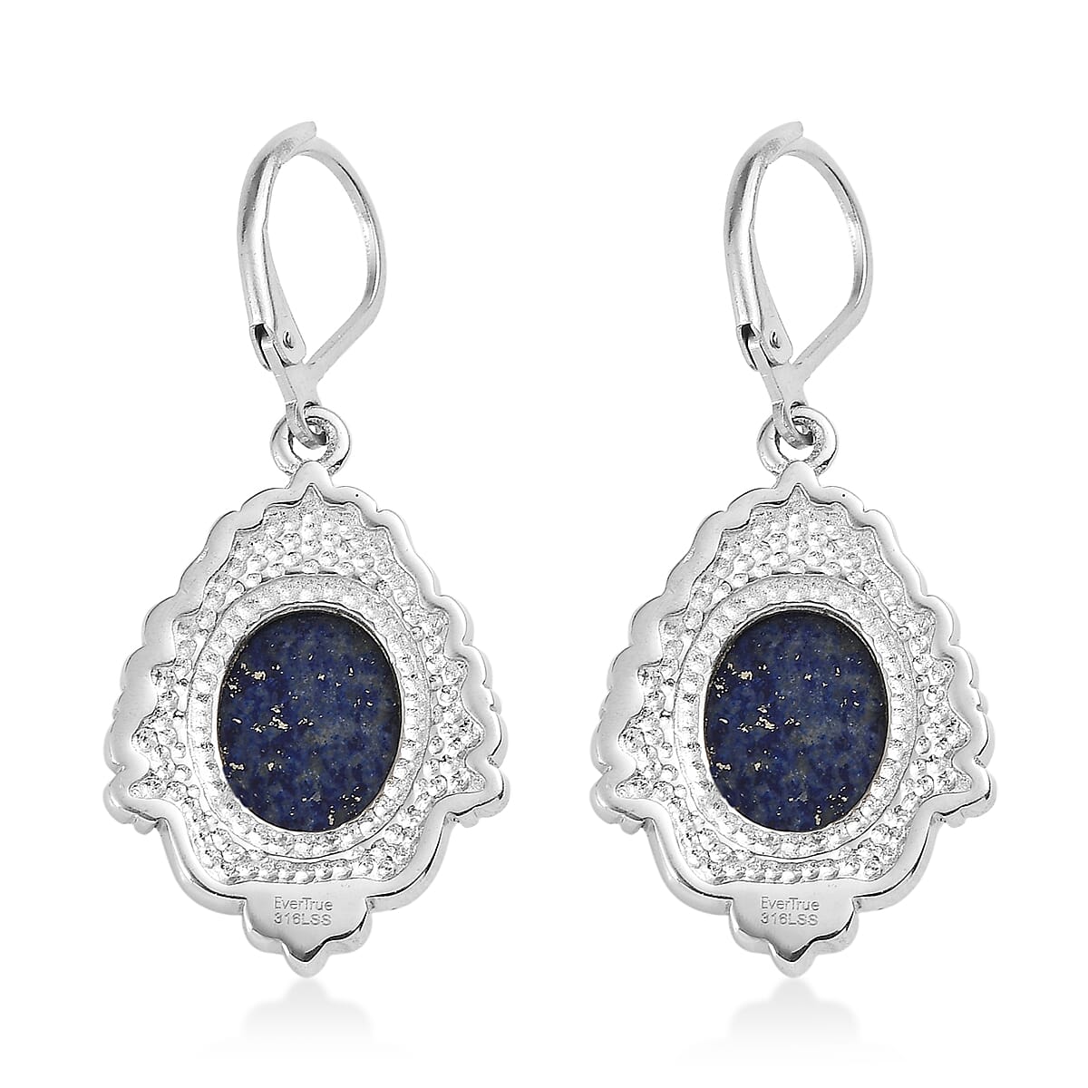 EverTrue Lapis Lazuli 11.20 ctw Earrings in Stainless Steel