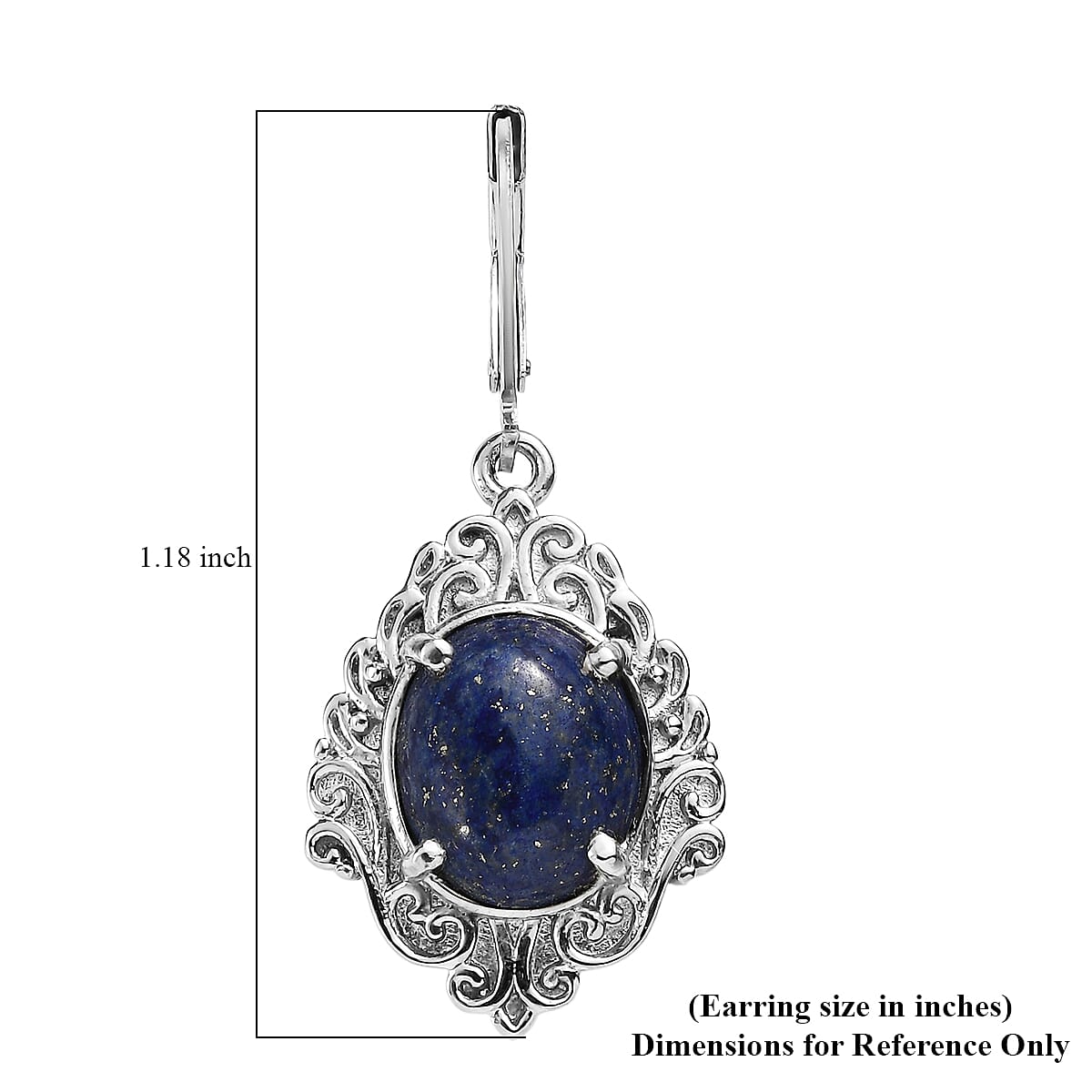 EverTrue Lapis Lazuli 11.20 ctw Earrings in Stainless Steel