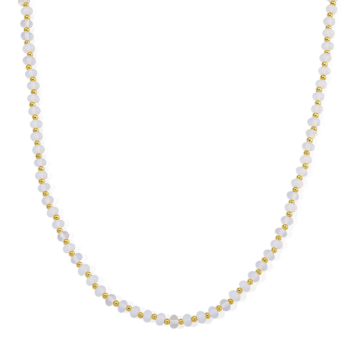 Opalite 60.00 ctw Rondelle Beaded Necklace in Goldtone 18-20 Inches image number 0