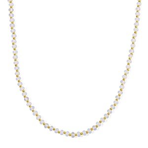 Opalite 60.00 ctw Rondelle Beaded Necklace in Goldtone 18-20 Inches