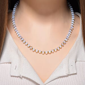 Opalite 60.00 ctw Rondelle Beaded Necklace in Goldtone 18-20 Inches