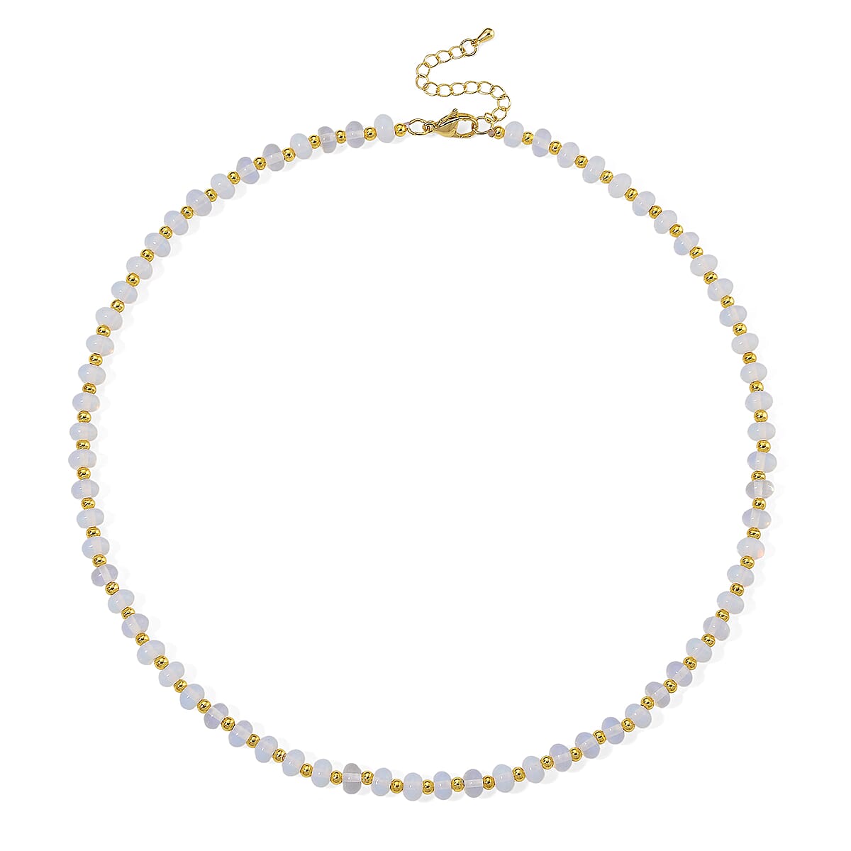 Opalite 60.00 ctw Rondelle Beaded Necklace in Goldtone 18-20 Inches image number 2