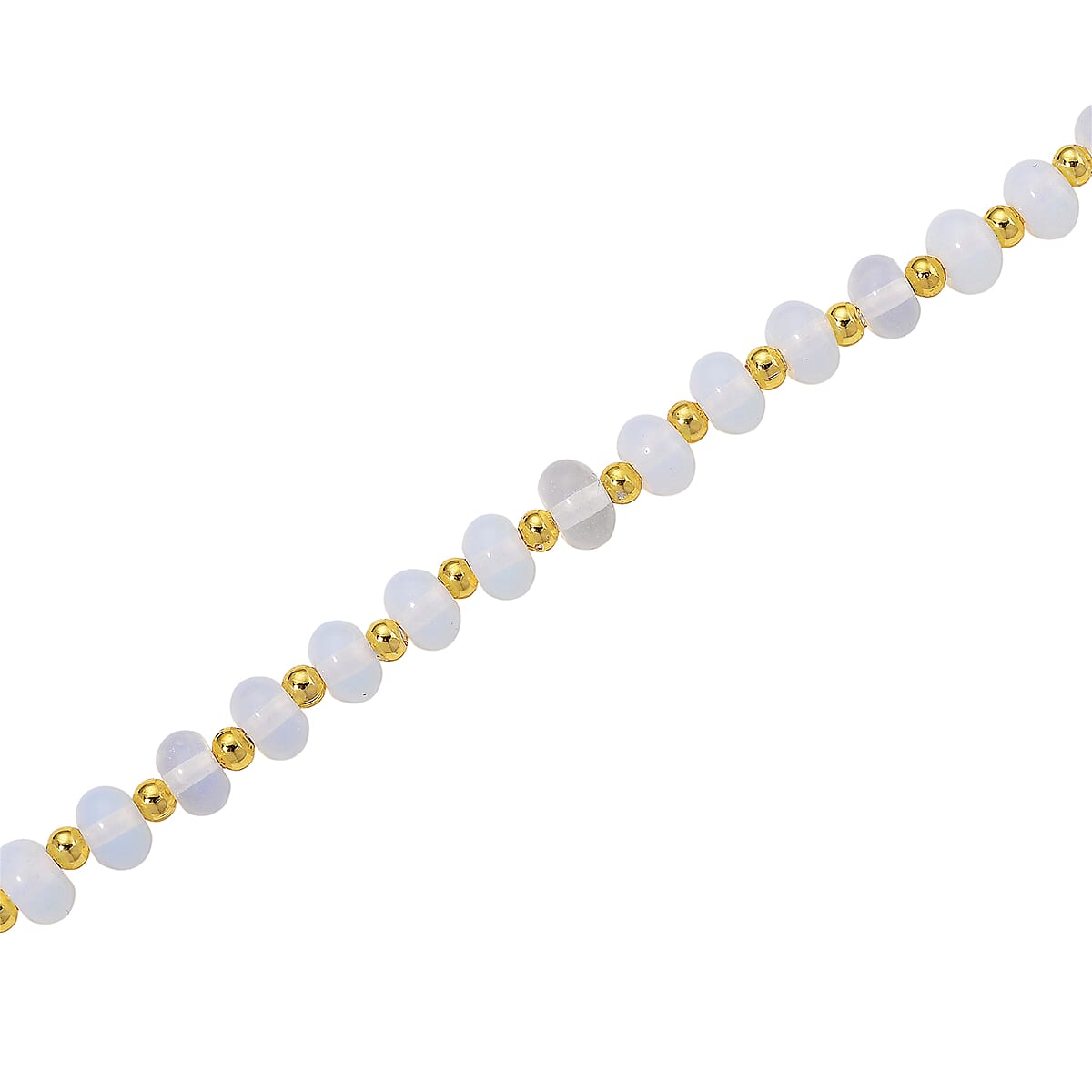 Opalite 60.00 ctw Rondelle Beaded Necklace in Goldtone 18-20 Inches image number 3