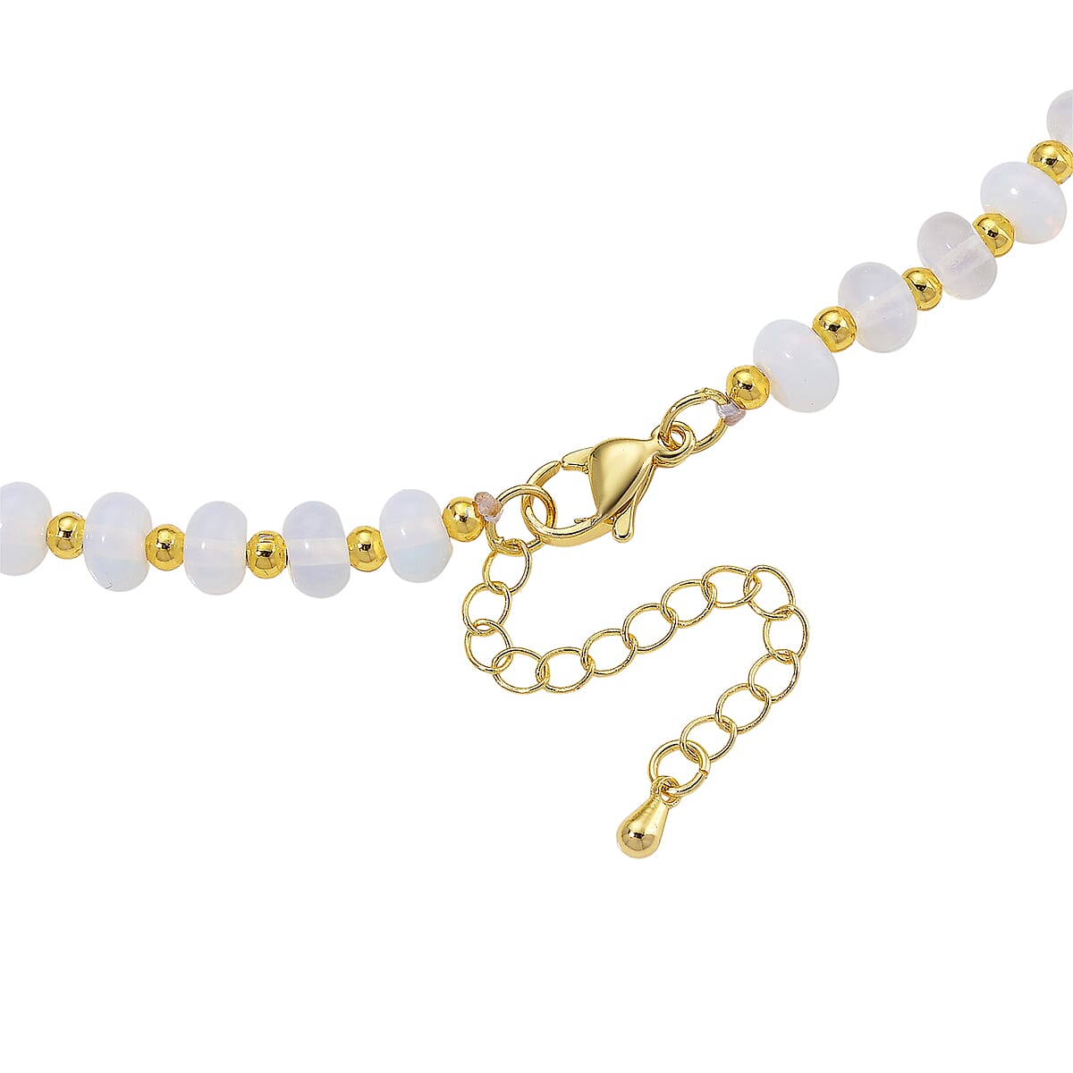 Opalite 60.00 ctw Rondelle Beaded Necklace in Goldtone 18-20 Inches image number 4