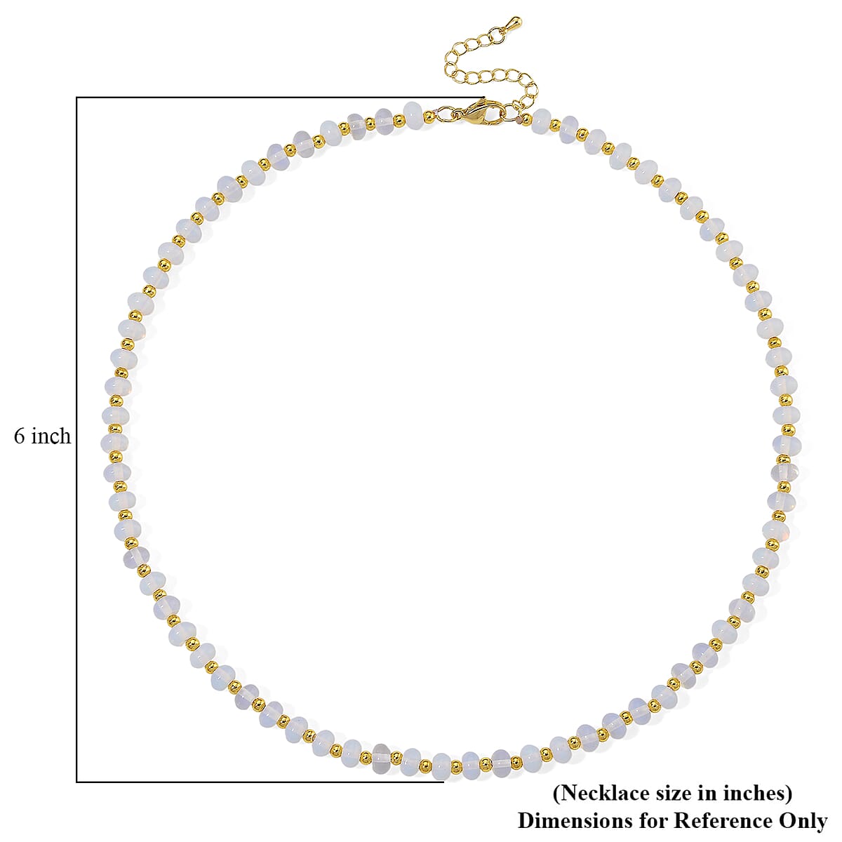 Opalite 60.00 ctw Rondelle Beaded Necklace in Goldtone 18-20 Inches image number 5