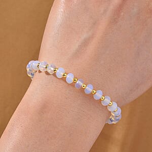 Opalite 20.00 ctw Rondelle Beaded Bracelet in Goldtone (7-9In)