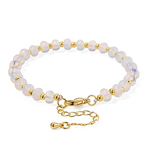 Opalite 20.00 ctw Rondelle Beaded Bracelet in Goldtone (7-9In)