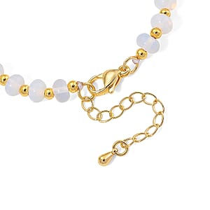 Opalite 20.00 ctw Rondelle Beaded Bracelet in Goldtone (7-9In)