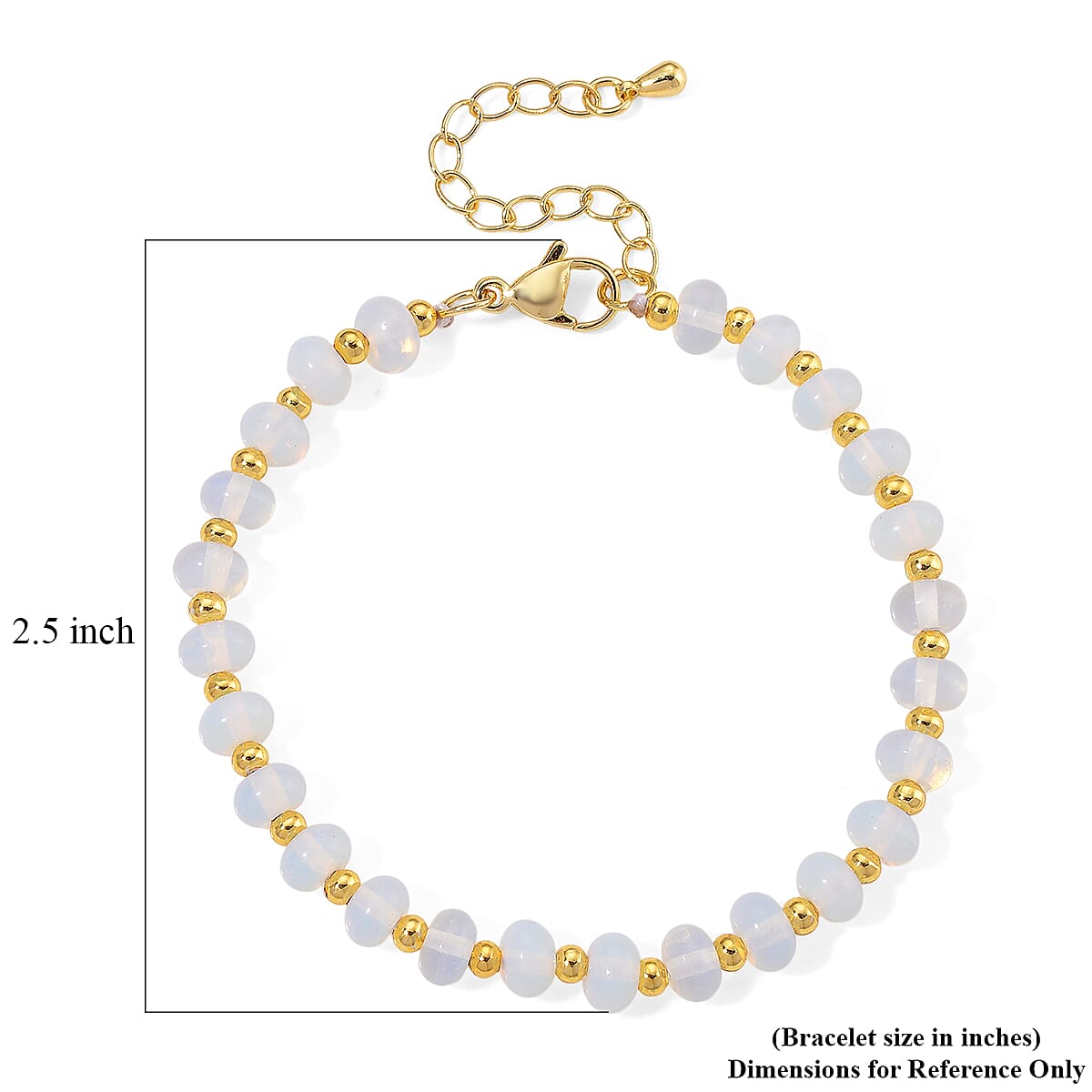 Opalite 20.00 ctw Rondelle Beaded Bracelet in Goldtone (7-9In) image number 4
