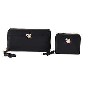 Tamsy Black Faux Leather Short Wallet and Long Wallet