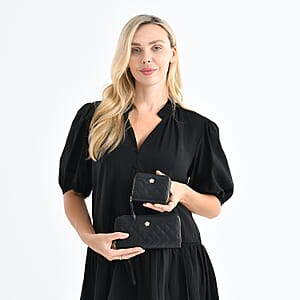 Tamsy Black Faux Leather Short Wallet and Long Wallet