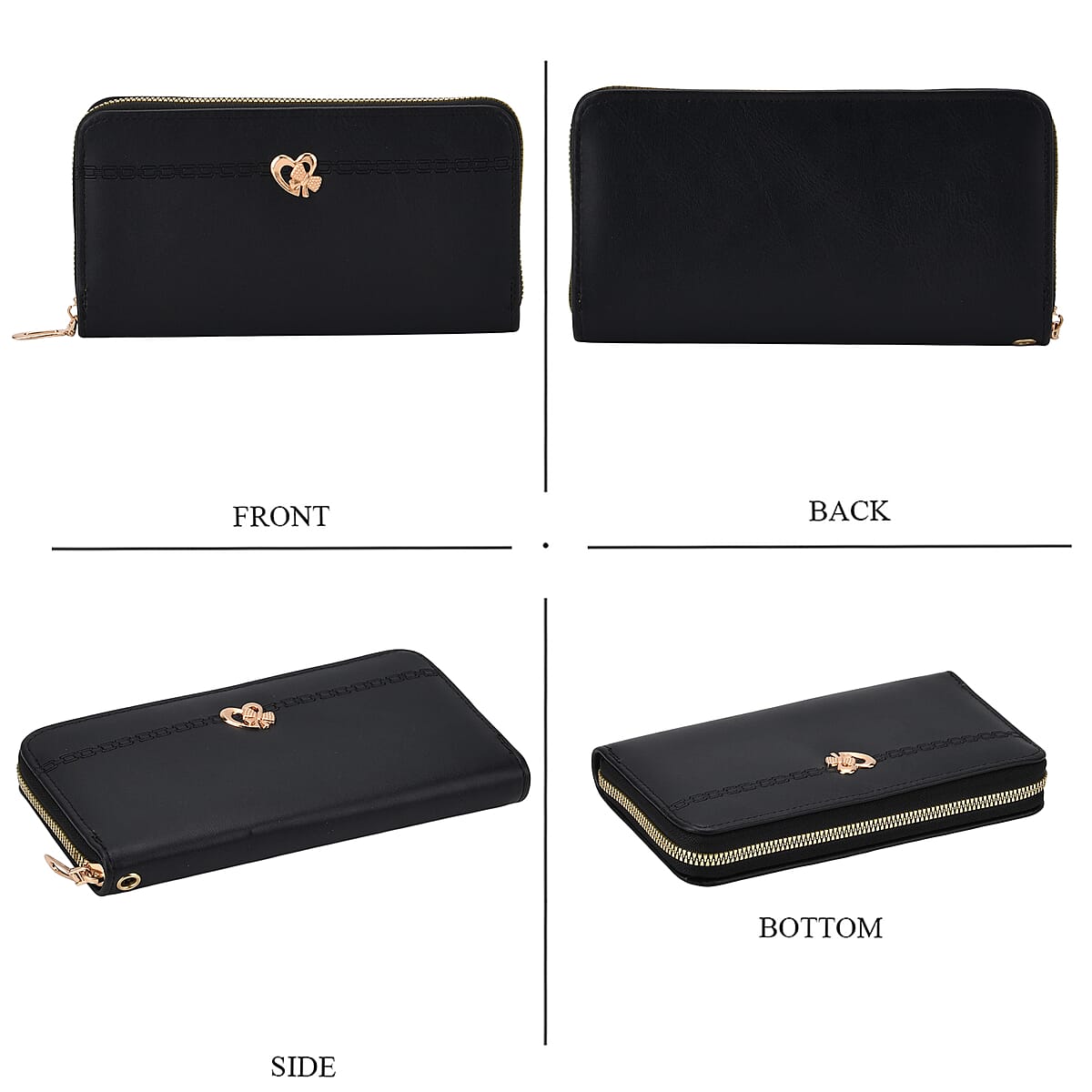 Tamsy Black Faux Leather Short Wallet and Long Wallet image number 2