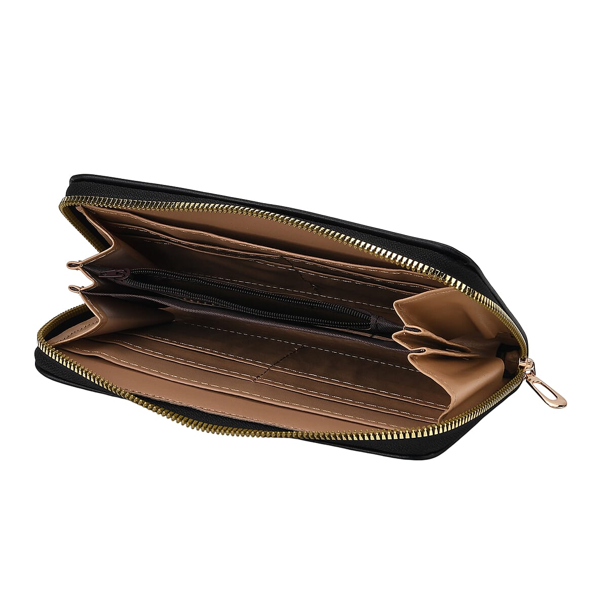 Tamsy Black Faux Leather Short Wallet and Long Wallet image number 3