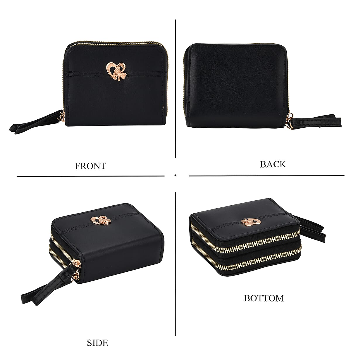 Tamsy Black Faux Leather Short Wallet and Long Wallet image number 4