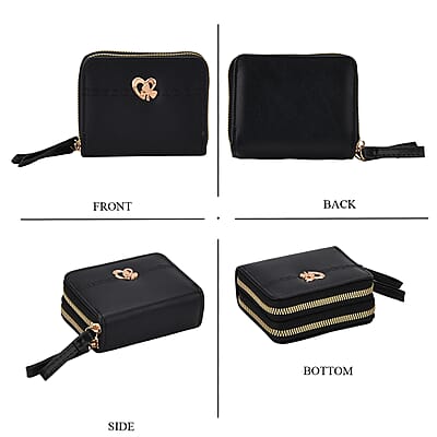 Tamsy Black Faux Leather Short Wallet and Long Wallet
