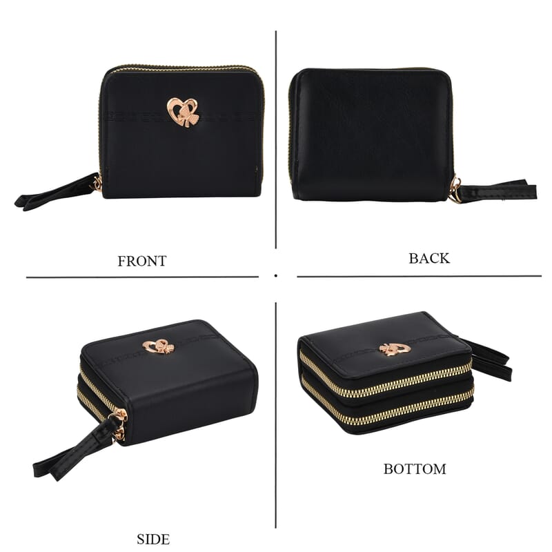 Tamsy Black Faux Leather Short Wallet and Long Wallet