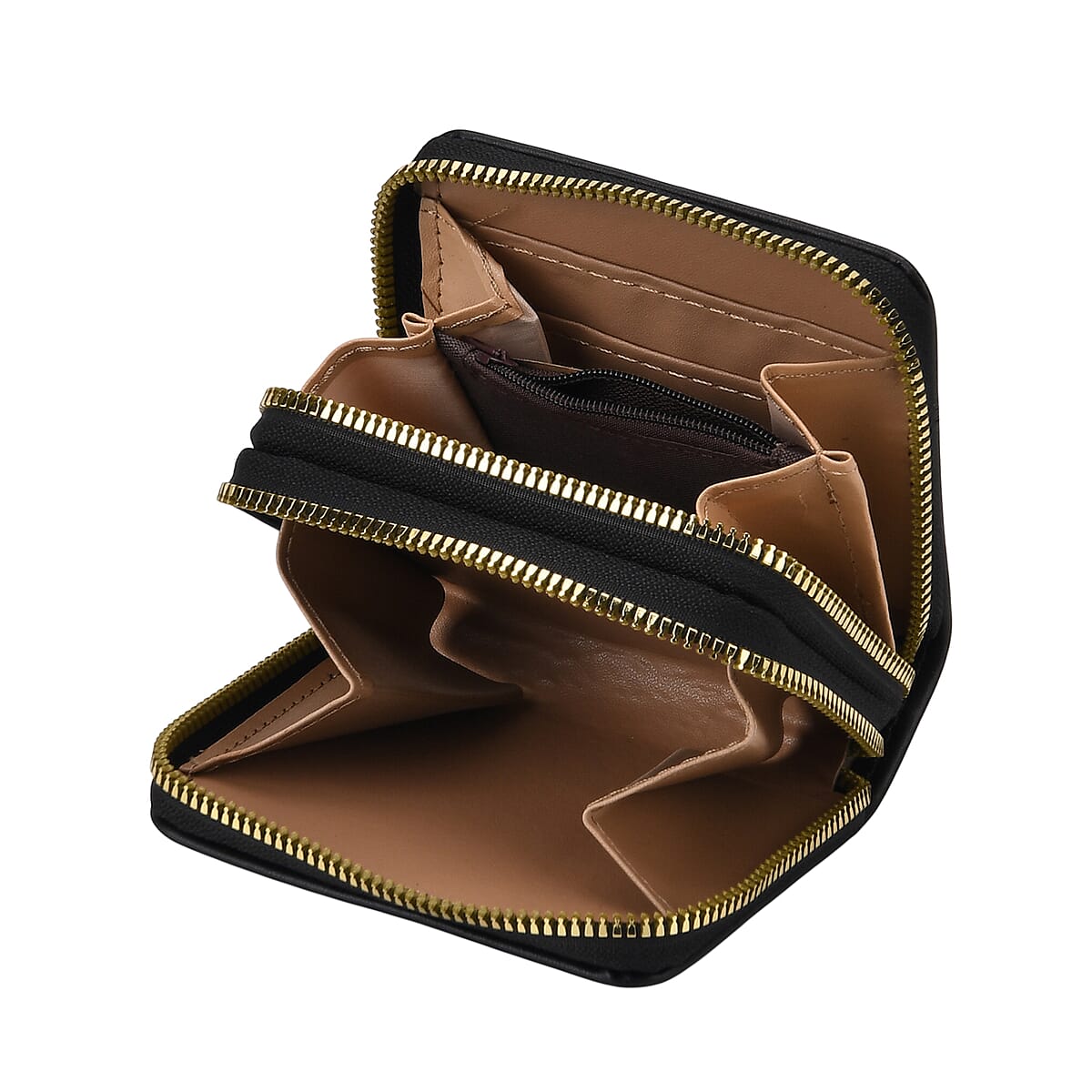 Tamsy Black Faux Leather Short Wallet and Long Wallet image number 5