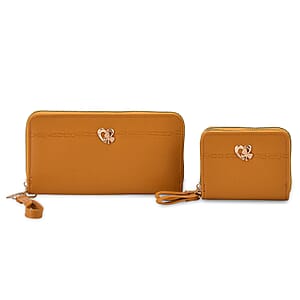 Tamsy Tan Faux Leather Short Wallet and Long Wallet