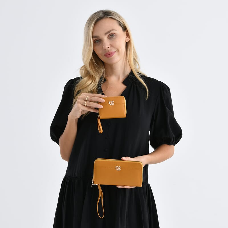 Tamsy Tan Faux Leather Short Wallet and Long Wallet