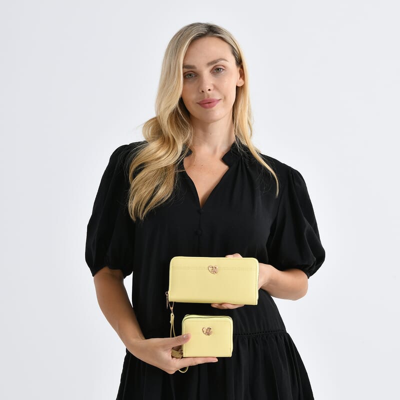 Tamsy Yellow Faux Leather Short Wallet and Long Wallet